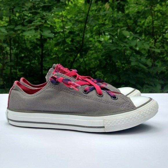 Converse Other - Converse All Star Gray Shoe Plaid Juniors Sz 4